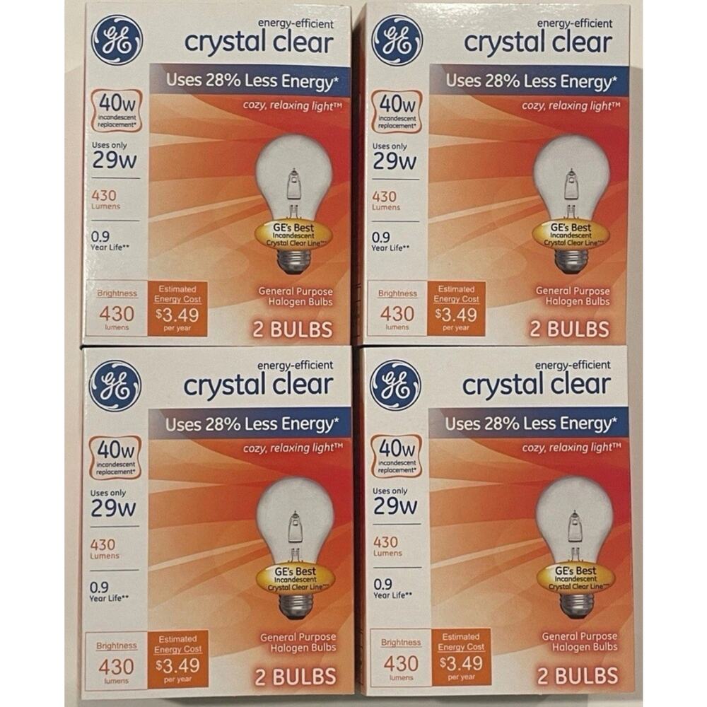 GE - Crystal Clear 40 W Bulbs - 4 Packs/ Total Of 8 Bulbs.